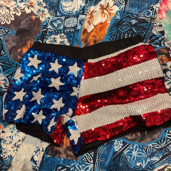 New Version Sequin Stars & Stripes Booty Shorts - Picture 12 of 13